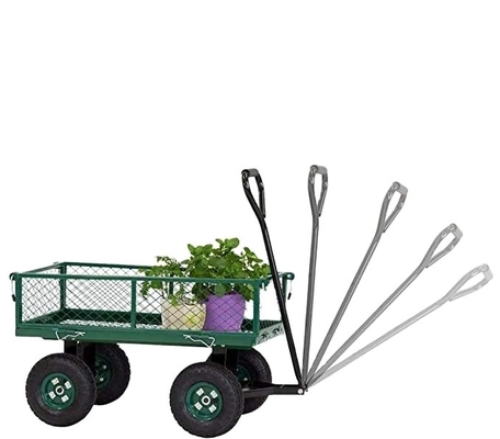 20LBS Capacity Silver Garden Trailer Four-wheel Design for Smooth Transport and Haulin