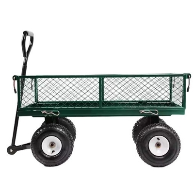 Green Four-wheel Heavy Duty Lawn Garden Yard Trolley Wagon Cart