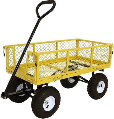 Green Heavy Duty Mesh Steel Wagon Cart for Easy Transport of Tools and Materials