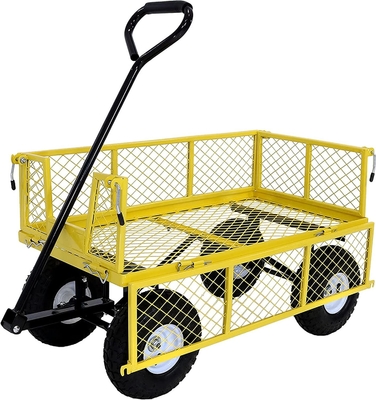 Green Heavy Duty Mesh Steel Wagon Cart for Easy Transport of Tools and Materials