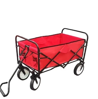 Collapsible Garden Trolley Portable Iron Folding Wagon Cart with Heavy Duty Big Wheels