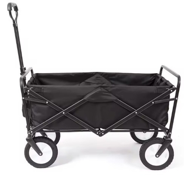 Collapsible Garden Trolley Portable Iron Folding Wagon Cart with Heavy Duty Big Wheels