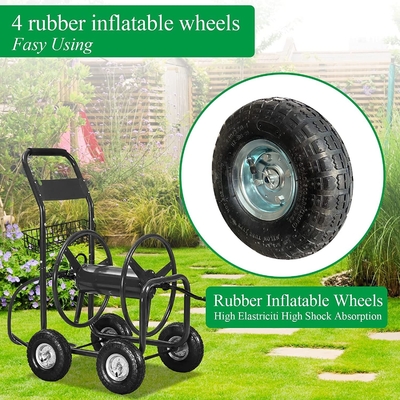 Pressure 100 Meter Irrigation Garden Water Hose Reel Cart Portable Green Heavy Duty