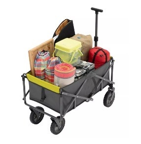 Outdoor Folding Wagon Camping Cart with Adjustable Handle and Heavy Duty Capacity