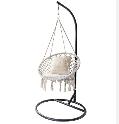 Indoor Outdoor Patio Decor Easy Collapsible Hammock Swing Chair with Fringes and Tassels
