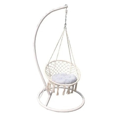 Indoor Outdoor Patio Decor Easy Collapsible Hammock Swing Chair with Fringes and Tassels
