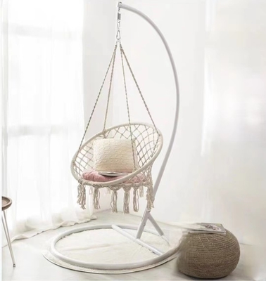 Indoor Outdoor Patio Decor Easy Collapsible Hammock Swing Chair with Fringes and Tassels