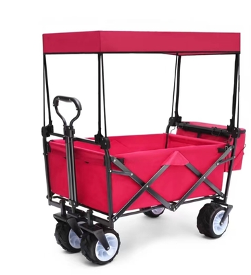 86*46*85 Heavy Duty Collapsible Wagon Carts With Removable Canopy For Beach Activities