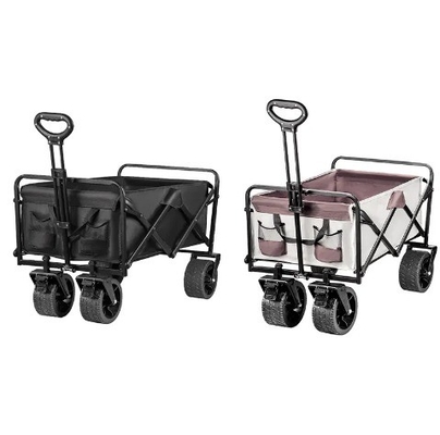 Outdoor Activities Portable Steel Frame Folding Cart with Table and Four-wheel Design