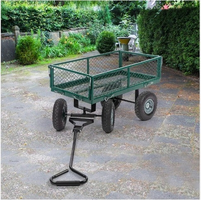 Heavy Duty Mesh Metal Green Garden Cart Barrow Utility Trolley for Your Tool Projects