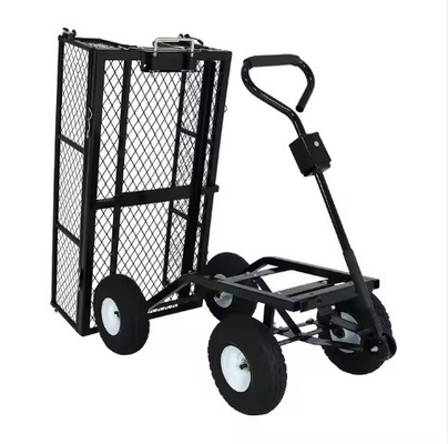 Qingdao Port Loading Iron Garden Wagon with Heavy Duty Mesh Design and 4 Wheels