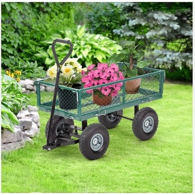 Qingdao Port Loading Iron Garden Wagon with Heavy Duty Mesh Design and 4 Wheels