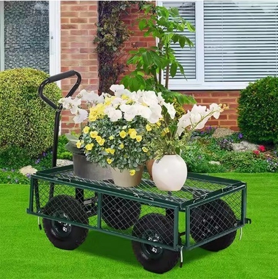 500LBS Iron Heavy Duty Folding Garden Cleaning Wagon Cart with Rust-Resistant Finish