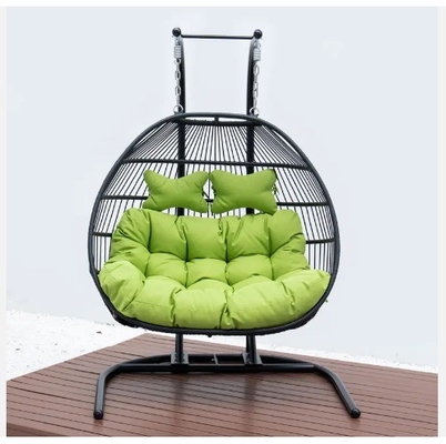 Double Seater Stand Modern Green Cushions Swing Chair for Custom Patio Gardening Furniture Set