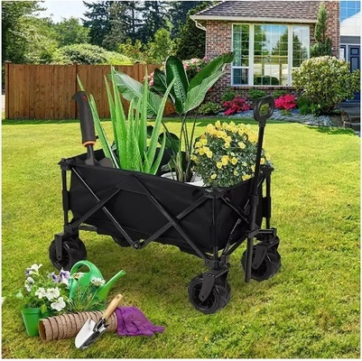 260KGS Capacity Collapsible Folding Wagon for Camping Wide Wheels and Custom Logo