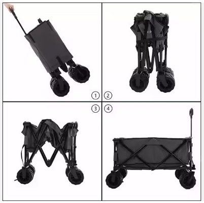 260KGS Capacity Collapsible Folding Wagon for Camping Wide Wheels and Custom Logo