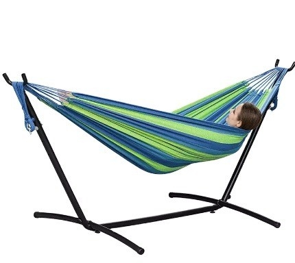 Easy Collapsible Double Hammock Hanging Swing Chair With Space-saving Steel Stand