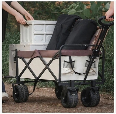 300LBS Iron Collapsible Garden Wagon Foldable With Heavy Duty Capacity