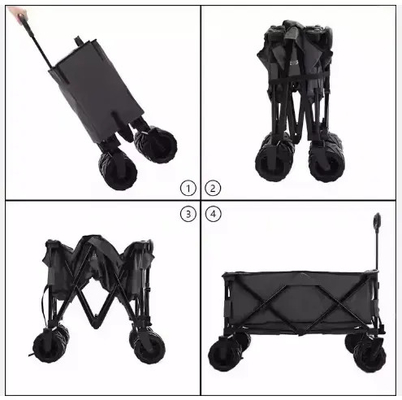 Steel Plastic Four Sided Outdoor Wagon Cart Customizable Folding Wheelbarrow Cart
