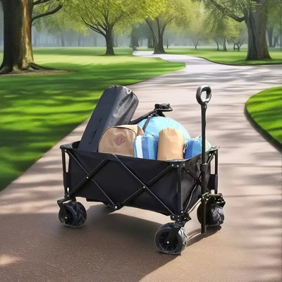 Steel Plastic Four Sided Outdoor Wagon Cart Customizable Folding Wheelbarrow Cart