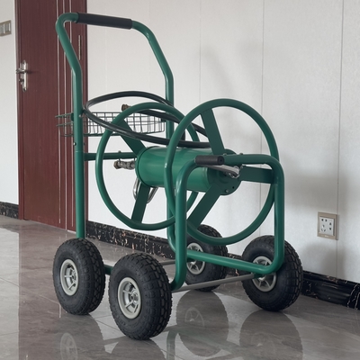 Make Watering Your Garden a Breeze with this Green Garden Hose Reel Cart and Ergonomic Handle