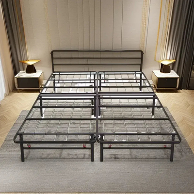 75 X 39 X 14 Inches Folding Metal Bed Frame With Foldable Convenient Metal Legs