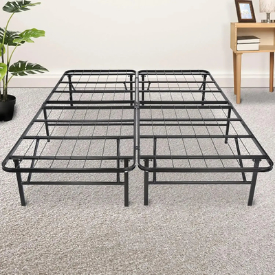 75 X 39 X 14 Inches Folding Metal Bed Frame With Foldable Convenient Metal Legs