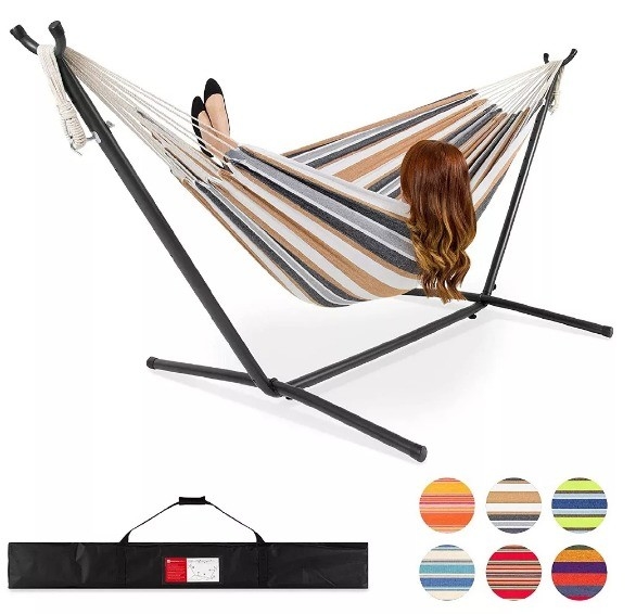Portable Outdoor Folding Hammock 200kg Capacity Double Hammock With Stand