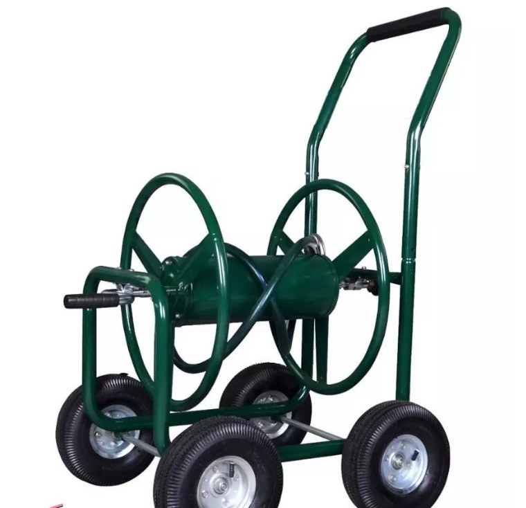 Garden Watering Hose Reel Cart on Four Wheels for Easy Planting and Watering Tasks
