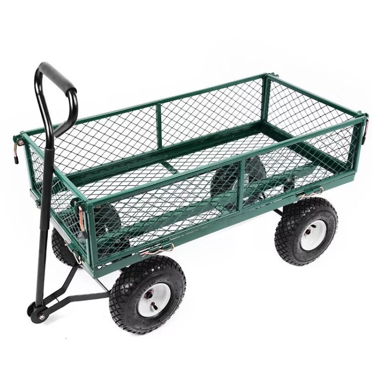 Garden Camping Foldable Trolley Utility Wagon Beige Portable Beach Trolley Cart
