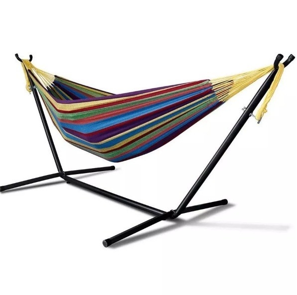 Adjustable Steel Frame Fold Up Hammock With Stand Custom With Cotton Canvas