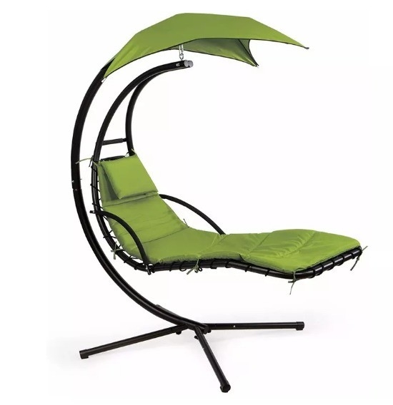 Outdoor Patio Chair with Canopy Swing and Customized Color Hanging Chaise Sun Lounger