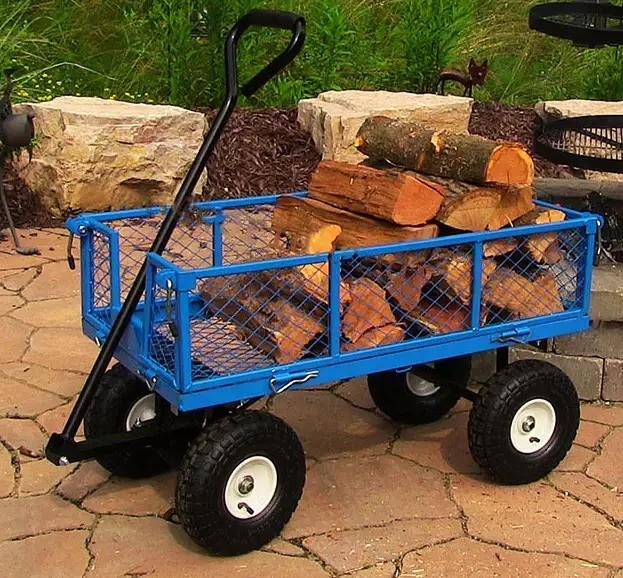 Collapsible Garden Cart with Iron Mesh Structure and Handle Heavy Duty Utility Wagon