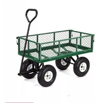 Mesh Sides Steel Heavy Duty Yard Wagon Convenient For Industrial And Shopping