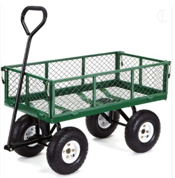 Outdoor Four Wheels Metal Mesh Wagon Garden Pull Cart with Dimension L x W x H 86*46*85