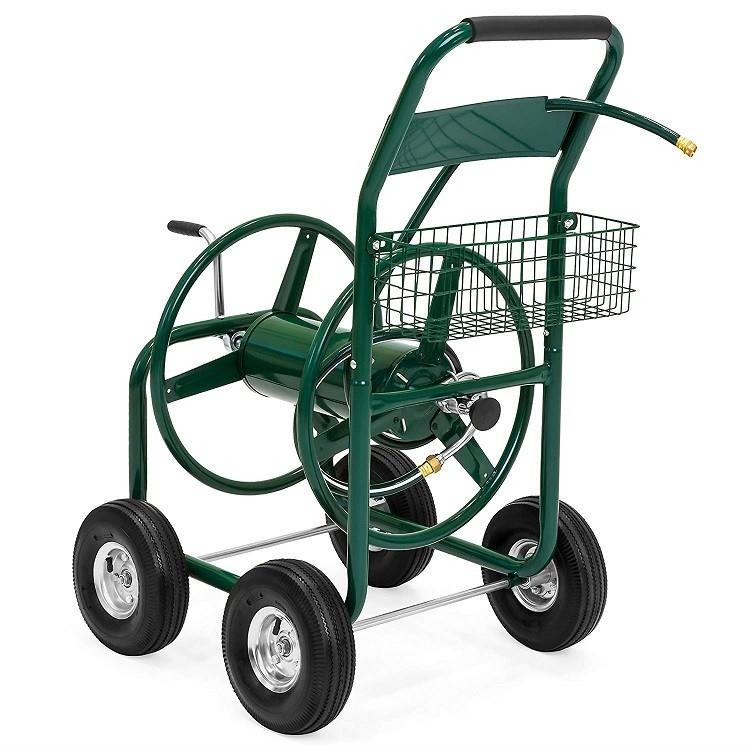 Green Portable Heavy Duty Garden Lawn Water Hose Reel Storage Cart for Easy Transport