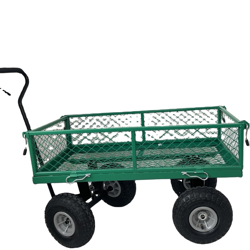 4 Wheels Mesh Structure Garden Trolley for Heavy Duty Outdoor Usefulness