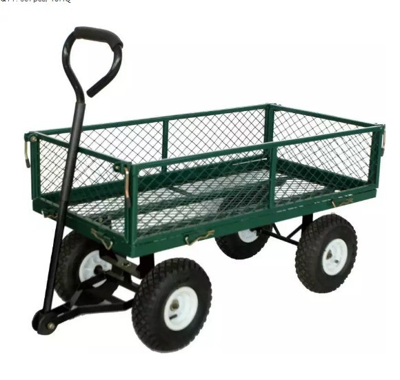 300kg Load Capacity Portable Steel Iron Utility Trolley for Garden Tools and Storage