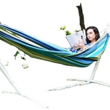 Customized Color Waterproof Portable Canvas Camping Swing Bed with Stand in Qingdao Port