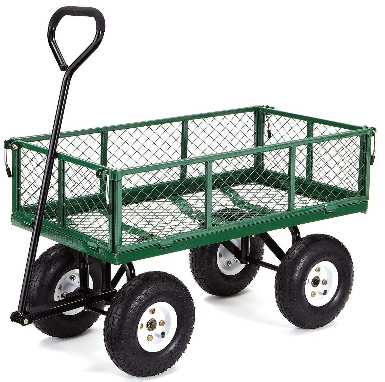 Rustproof Garden Wagon Cart Fire Retardant Metal Garden Cart With Handle