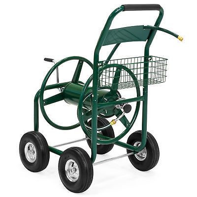 Iron Heavy Duty Portable Wheeled Garden Lawn Water Hose Reel Storage Cart
