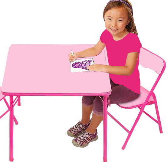 Easy Removal Comfortable Padded Kids Folding Table and Chair Sets with Colorful Design