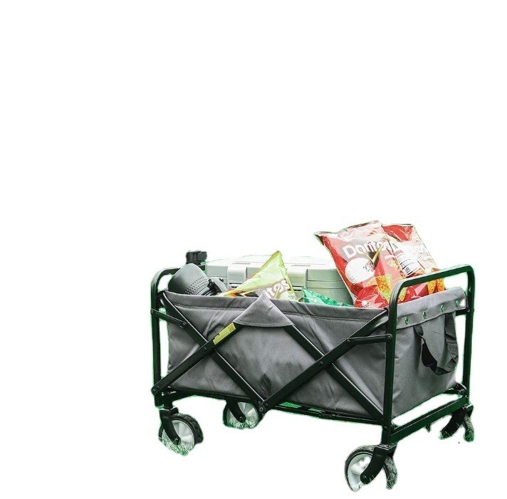 Iron Collapsible Folding Four-wheel Wagon Cart Garden Pull Heavy Duty Utility Wagon