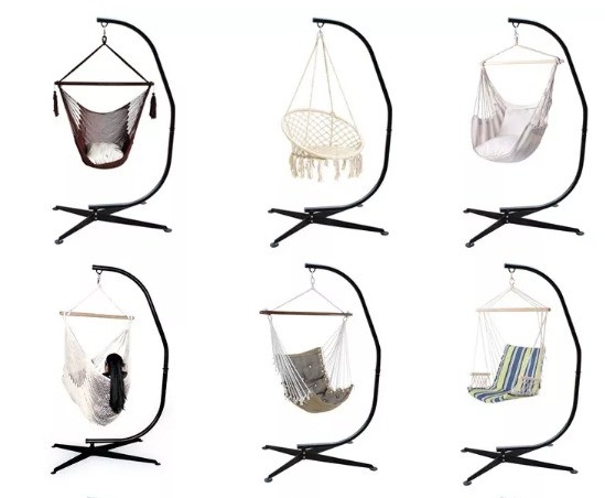 300LBS Outdoor C Frame Stand with Padded Soft Cushioned Hanging Hammock Swing Chair within Qingdao Port