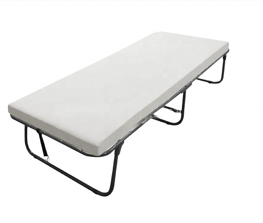 Modern Hotel Essential Foldable Metal Platform Bed Frame Tool-Free Assembly