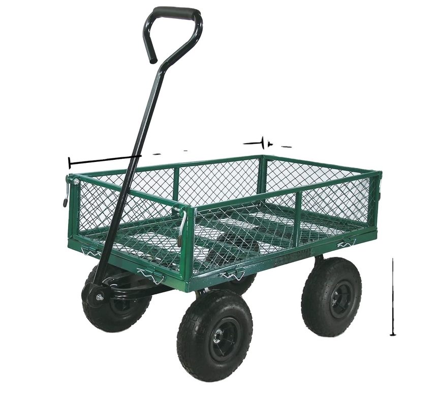 Four-wheel Heavy Duty Folding Garden Cleaning Wagon Cart with 500LBS Maximum Capacity