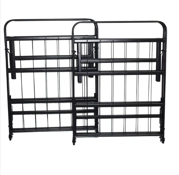 School Dormitory Iron Double Bed Frame with Sleek Black Design and Foldable Feature