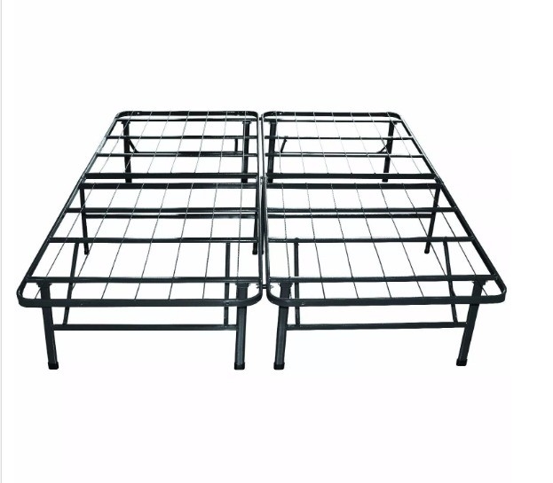 Bi-Fold Platform Bed Foldable Metal Bed Frame for Black All Size Bedroom Furniture