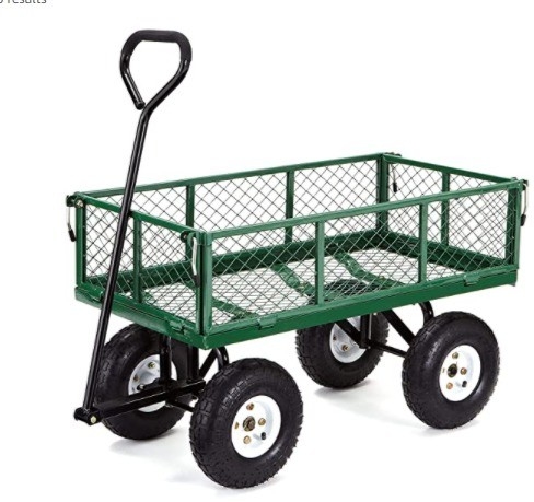 Four-Wheel Iron Garden Mesh Car Heavy Duty and Foldable with Foldable Construction