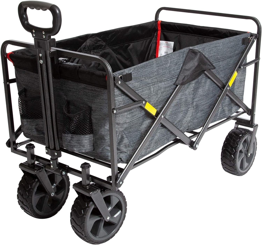 Convenient Folding Iron Beach Wagon 260KGS Weight Capacity for Camping and Groceries
